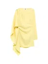 Msgm Asymmetric Draped Mini Dress In Yellow