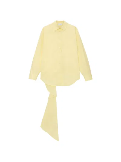 Msgm Asymmetric Long-sleeve Shirt In Yellow