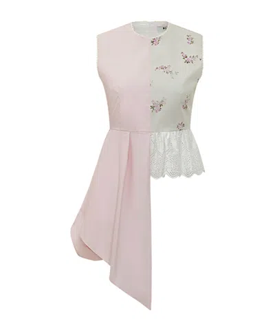 Msgm Sleeveless Asymmetrical Blouse In Multi