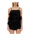Msgm Ruches Tops With Asymmetric Hem And Ruffle In Black