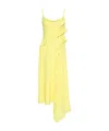 Msgm Asymmetric Ruffled Dress In Yellow