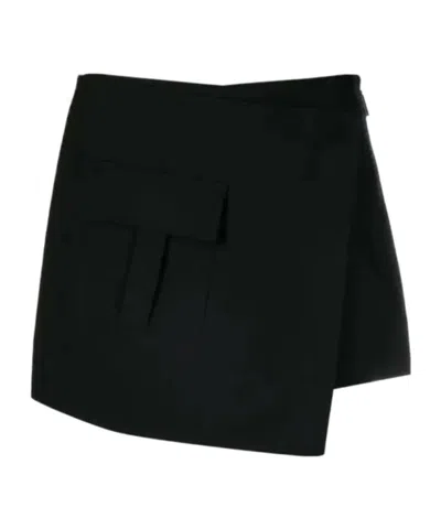 Msgm Asymmetric Tailored Skort In Black