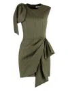 Shop Msgm Asymmetric Wool-blend Dress