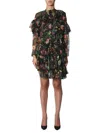 Msgm Asymmetrical Layered Ruffled Mini Dress In Black