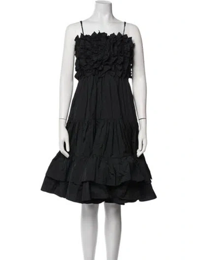 Pre-owned Msgm Asymmetrical Knee-length Dress In Black
