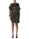 Msgm Asymmetrical Layered Ruffled Mini Dress In Black