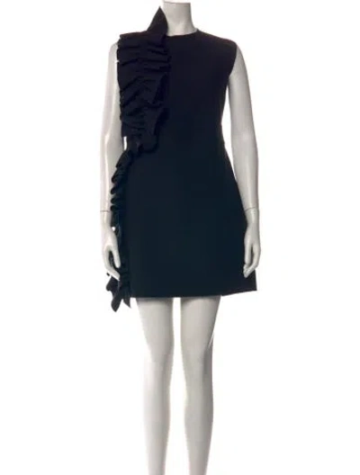 Pre-owned Msgm Asymmetrical Mini Dress In Black