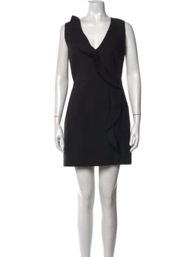 Pre-owned Msgm Asymmetrical Mini Dress In Black
