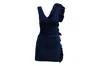 Msgm Asymmetrical Ruffle Dress In Navy Blue Polyester In Blue
