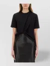 Msgm Asymmetrical T-shirt Knot Detail In Black