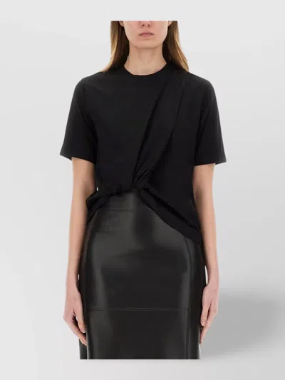 Msgm Asymmetrical T-shirt Knot Detail In Black