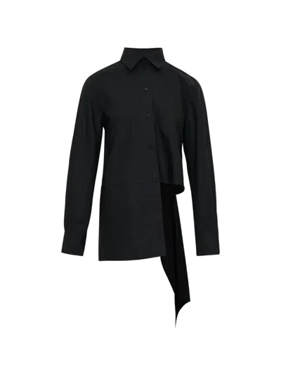 Msgm Asymmetric-hem Shirt In Black