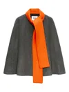 Msgm Attached-scarf Cape In Gray