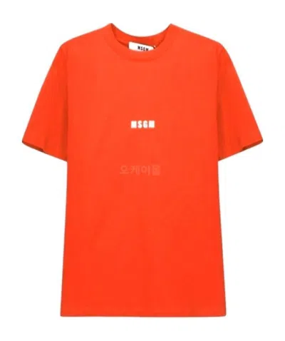 Msgm Back Printed Short-sleeved T-shirt In Red