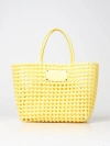 Msgm Bag In Woven Pvc In Yellow