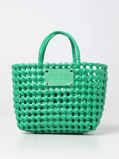 Msgm Bag In Woven Rubber In Green