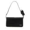 Msgm Baguette Bag With Double Flap And Logo In Black