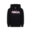 Msgm Black Sweatshirt For Girl With Pink Logo In Black