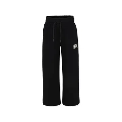 Msgm Kids' Balck Trousers For Boy With Logo In Black