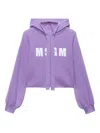 Msgm Balloon-sleeve Hoodie In Purple