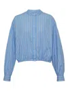 Msgm Balloon-sleeve Stripe-pattern Shirt In Blue