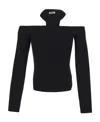 Msgm Bare Shoulder Rib Blouse In Black