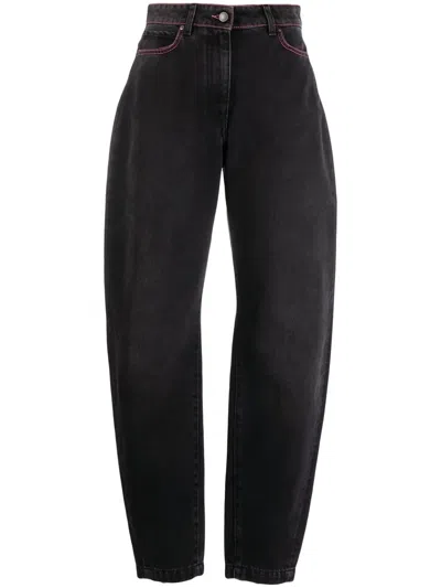 Msgm Barrel-leg High Waisted Jeans In Grau