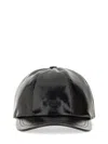 Msgm Curved Brim Glossy Finish Baseball Cap In Black