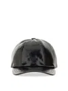 Msgm Curved Brim Glossy Finish Baseball Cap In Black