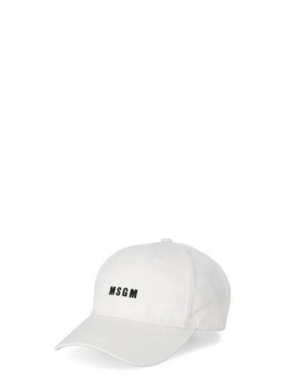 Msgm Baseball Cap With Logo In White