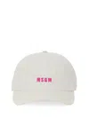 Msgm Logo Embroidered Baseball Cap In White
