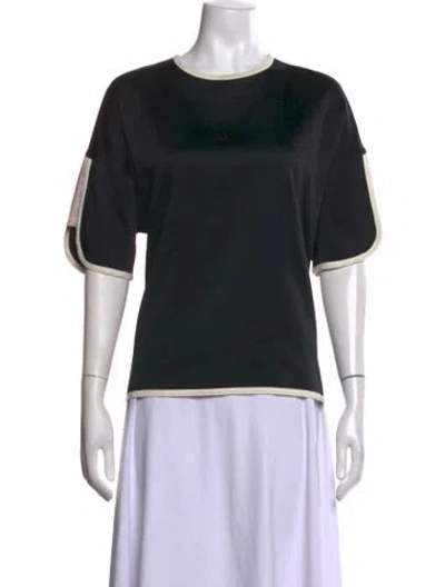 Pre-owned Msgm Bateau Neckline Short Sleeve Top In Black
