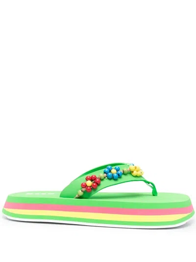 MSGM BEAD-EMBELLISHED FLIP FLOPS