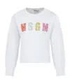 Msgm Bead-logo Cotton Sweatshirt In White