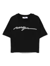 Msgm Kids' Bead-logo Detailing T-shirt In Black