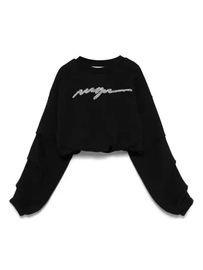 Msgm Kids' Bead-logo Sweatshirt In Black