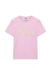 Msgm Beaded Lace-embroidered T-shirt In Pink