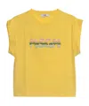 Msgm Beaded-logo T-shirt In Yellow