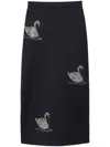 Msgm Beaded-swan Midi Skirt In Black