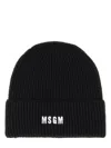 Msgm Logo-embroidered Ribbed-knit Beanie