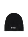 Msgm Logo-embroidered Ribbed-knit Beanie In Black