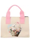 Msgm Tote Bag Rectangular Shape Top Handles Print In Multi