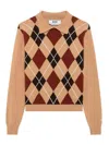 Msgm Argyle-pattern Polo-collar Sweater In Brown