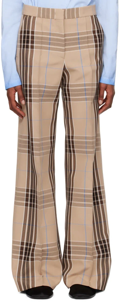 Msgm Beige Check Trousers In 23 Beige