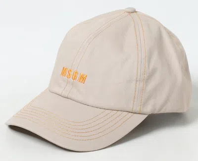 Msgm Beige Cotton Blend Hats In White