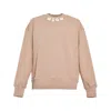 Msgm Beige Cotton Crewneck Sweatshirt Brush Logo Print On Neck In Brown
