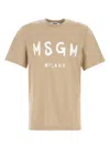 Msgm Crew Neck Cotton T-shirt In Neutral