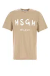 Msgm Crew Neck Cotton T-shirt In Neutral