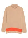 Msgm Turtleneck Sweater With Contrast Hem And Long Sleeves In Nude