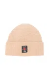 Msgm Ribbed-wool Logo-patch Beanie Hat In Neutral